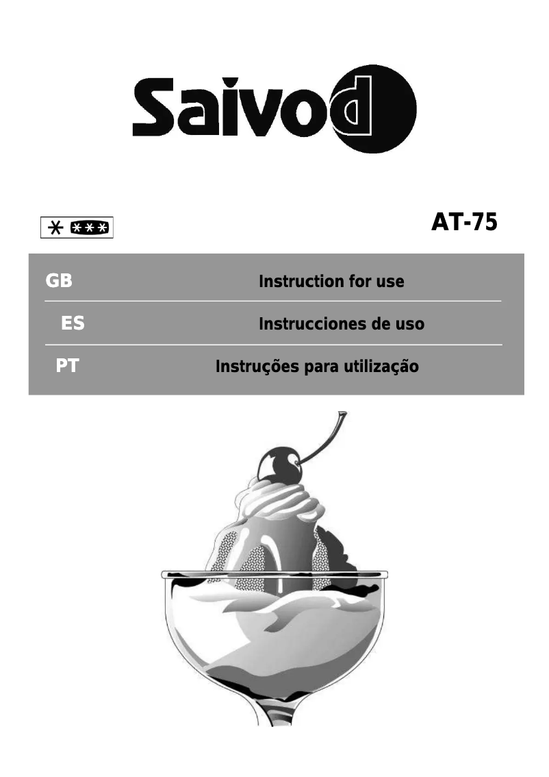 Page n°1 - Manuel utilisateur Saivod AT 75