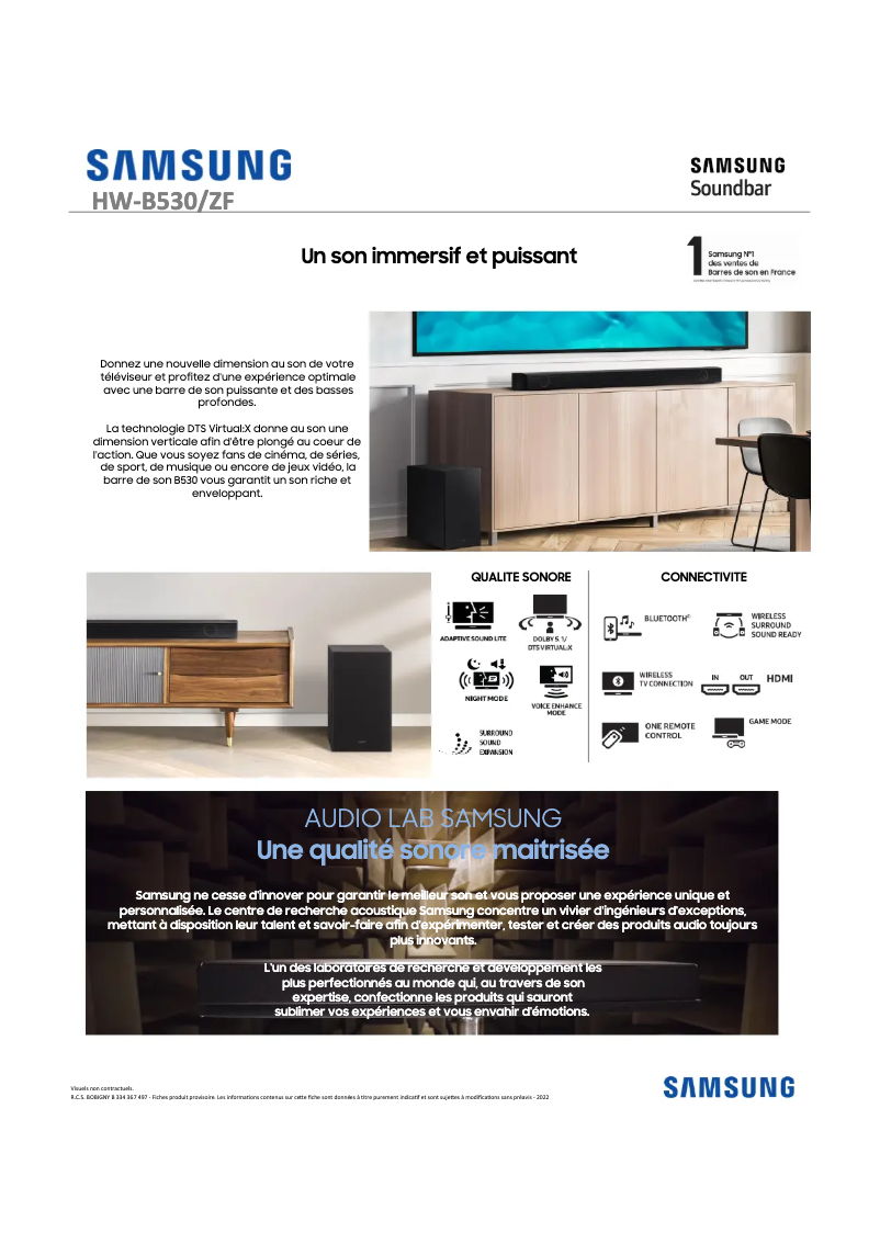 Page 1 de la notice Manuel utilisateur Samsung HW-B530