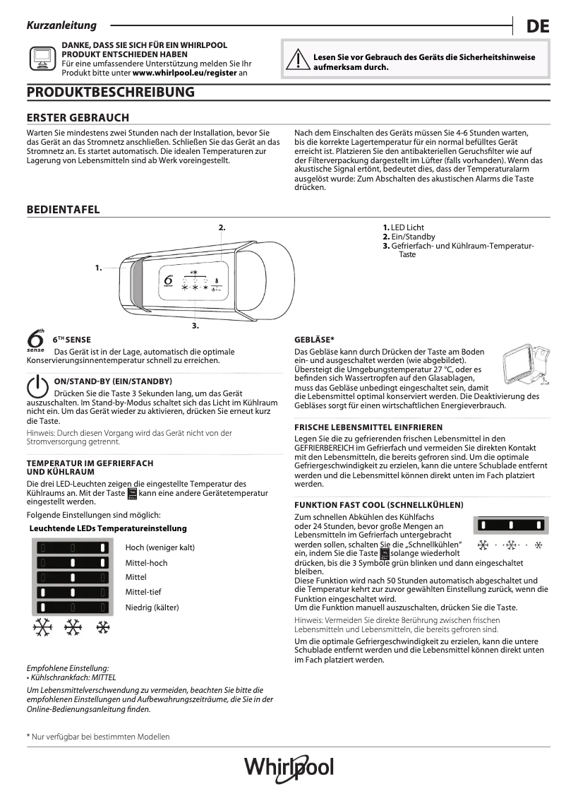 Page 1 de la notice Manuel utilisateur Whirlpool WHC18D021C2 SF