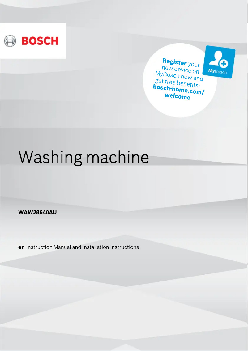 Page n°1 - Manuel utilisateur Bosch WAW28640AU