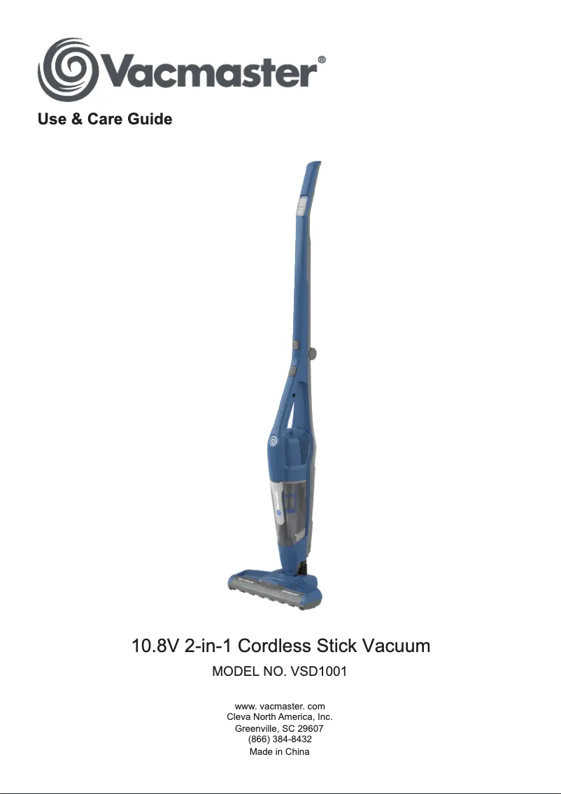 Page n°1 - Manuel utilisateur Vacmaster VSD1001