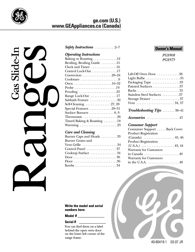 Page n°1 - Mode d'emploi GE PGS975SEMSS