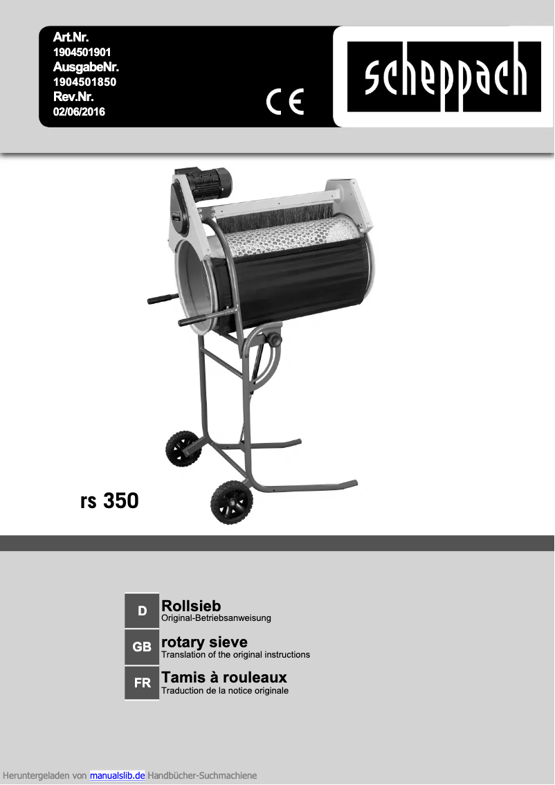 Page n°1 - Manuel utilisateur Scheppach RS 350