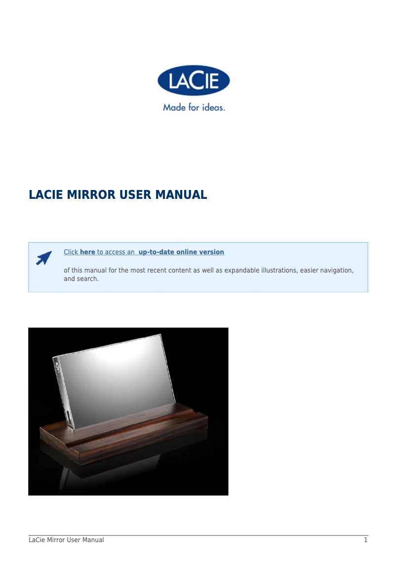 Page n°1 - Manuel utilisateur LaCie Mirror