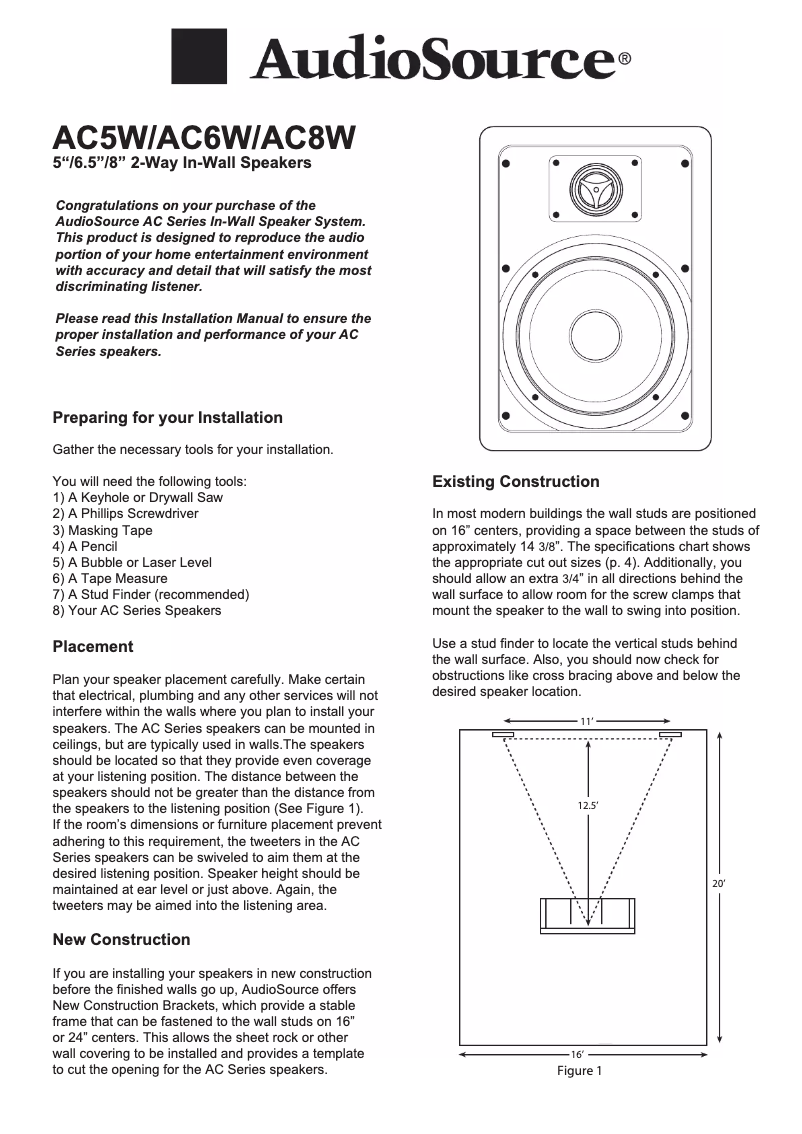 Page n°1 - Manuel utilisateur AudioSource AC5W