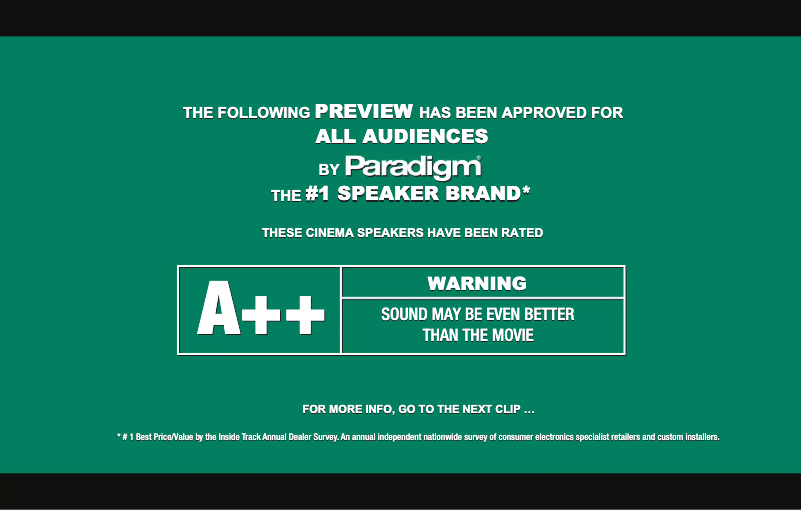 Page 1 de la notice Fiche technique Paradigm Cinema 100 3.0 System