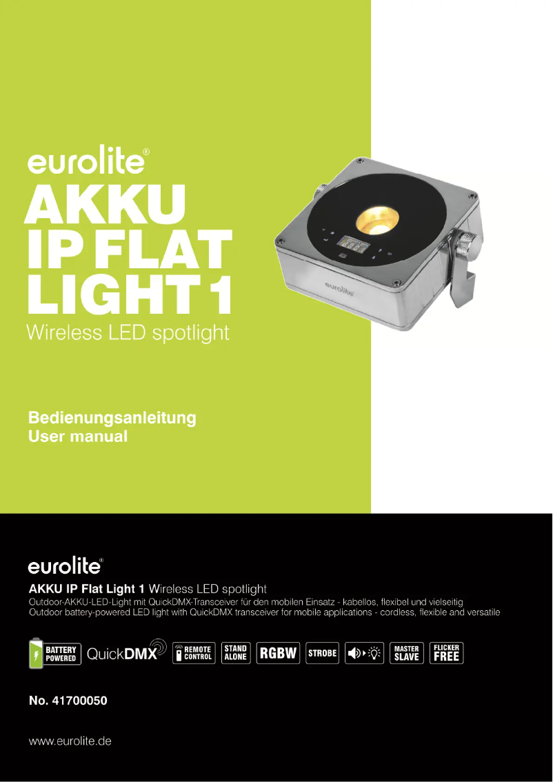 Page n°1 - Manuel utilisateur Eurolite AKKU IP Flat Light 1