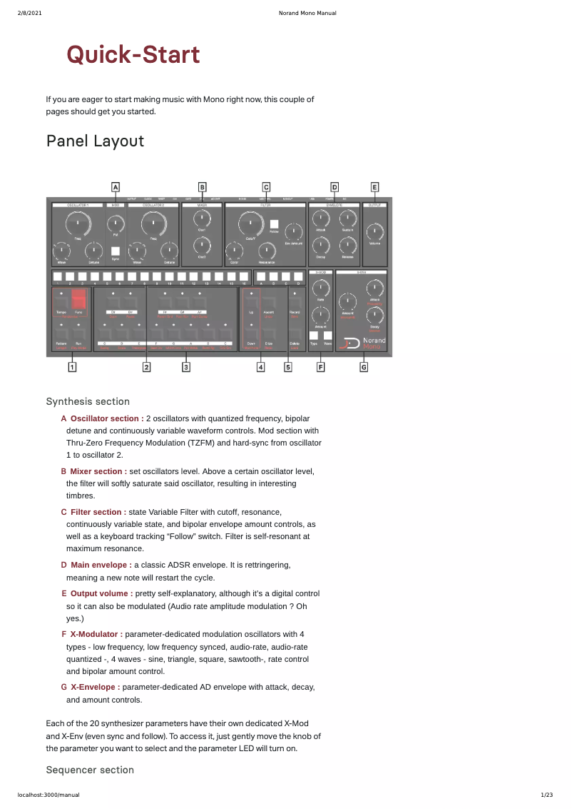 Page 1 de la notice Manuel utilisateur Norand Mono