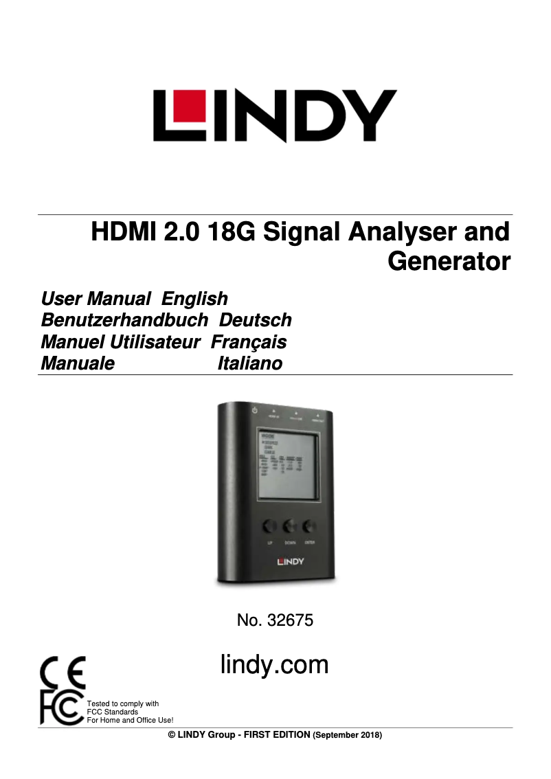 Page n°1 - Manuel utilisateur Lindy 32675