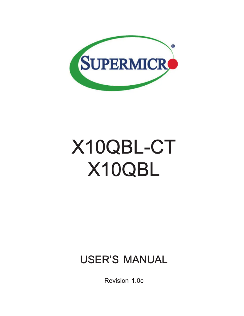 Page n°1 - Manuel utilisateur Supermicro X10QBL