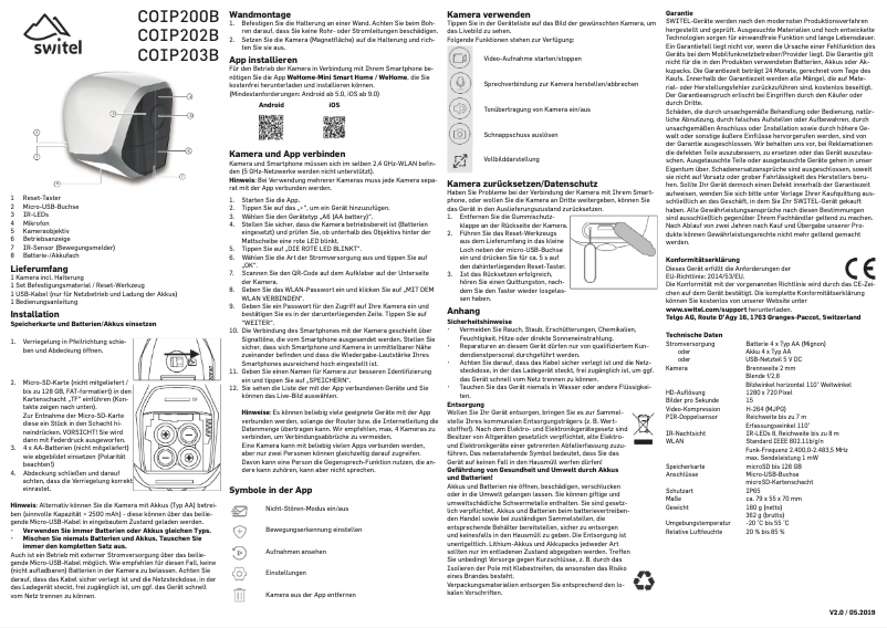 Imagen de la primera página del manual del dispositivo COIP200B