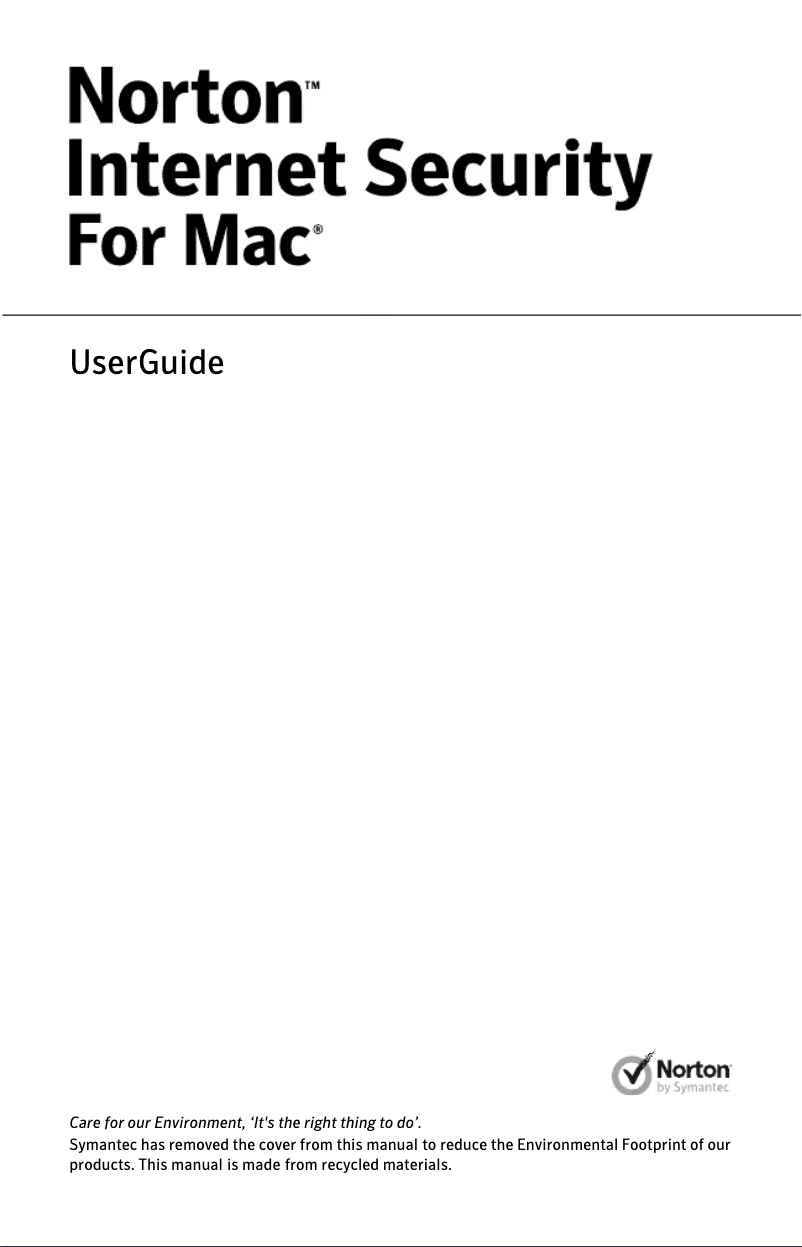 Page 1 de la notice Manuel utilisateur Symantec Internet Security For Mac