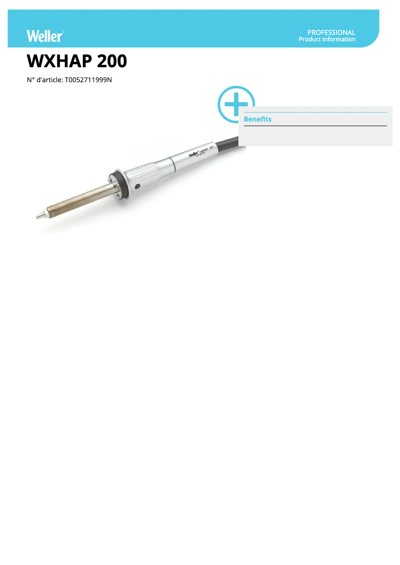 Page 1 de la notice Fiche technique Weller WXHAP 200
