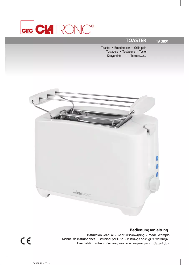 Page 1 de la notice Manuel utilisateur Clatronic TA 3801