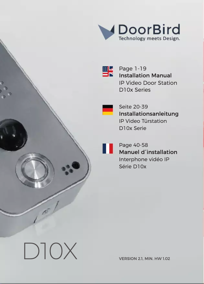 Page 1 de la notice Manuel utilisateur DoorBird D101