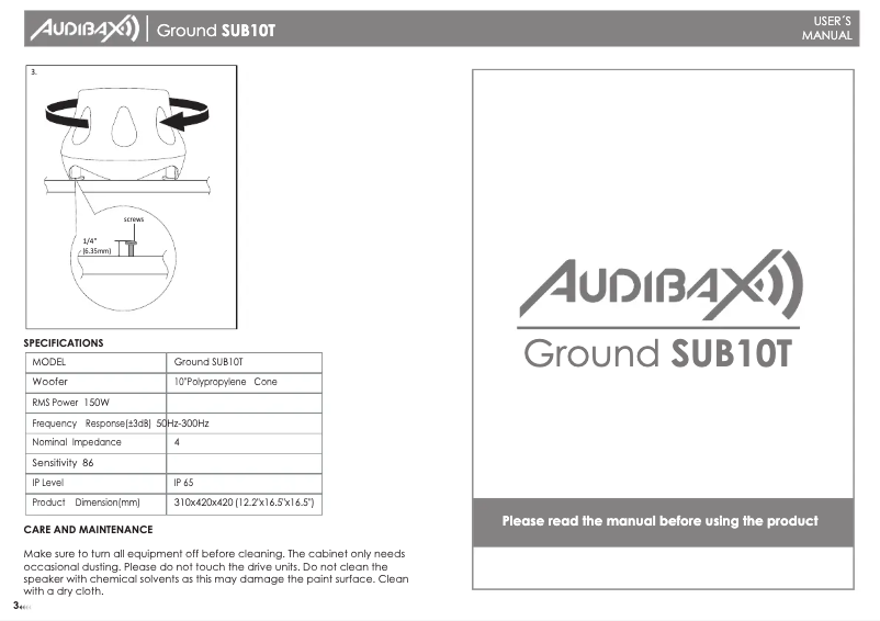 Imagen de la primera página del manual del dispositivo Ground Sub 10T