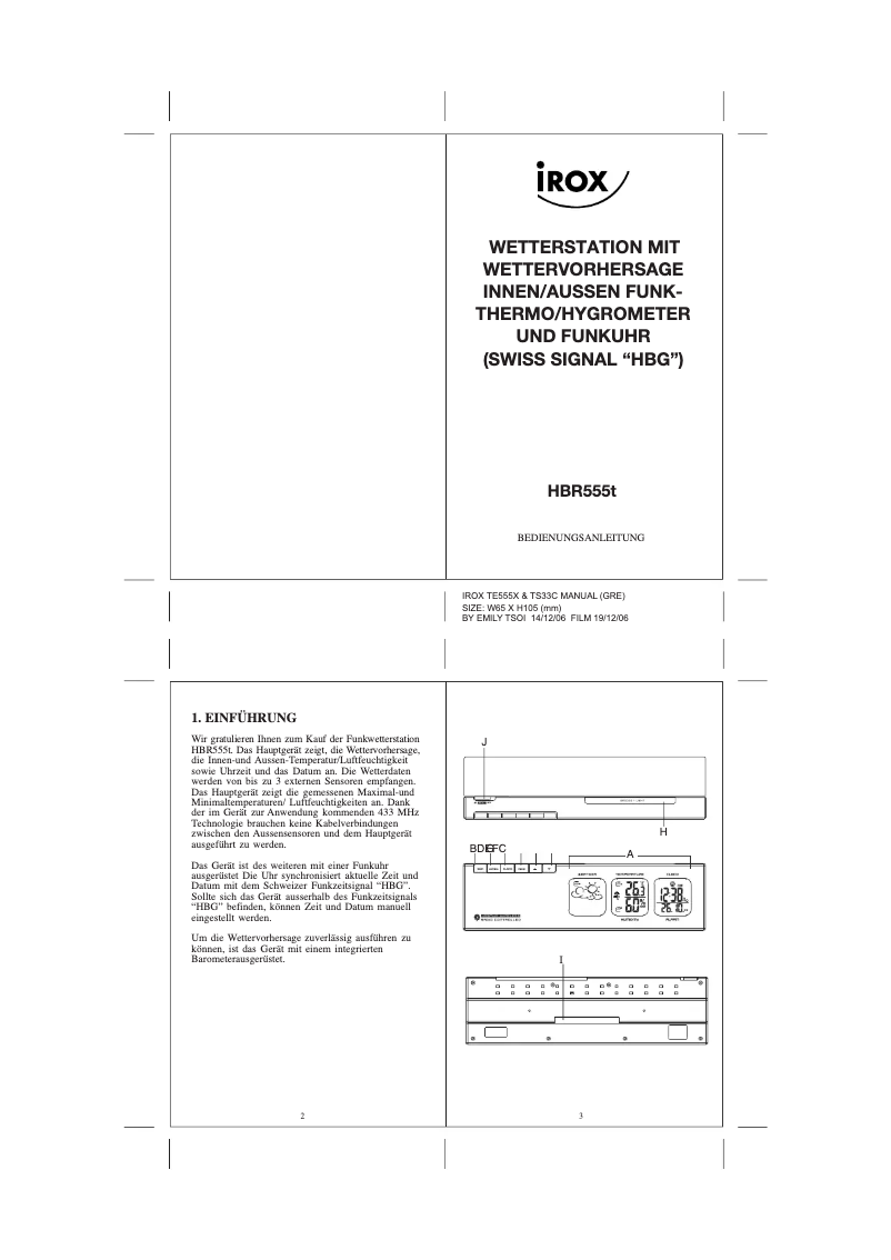 Page 1 de la notice Manuel utilisateur Irox HBR555