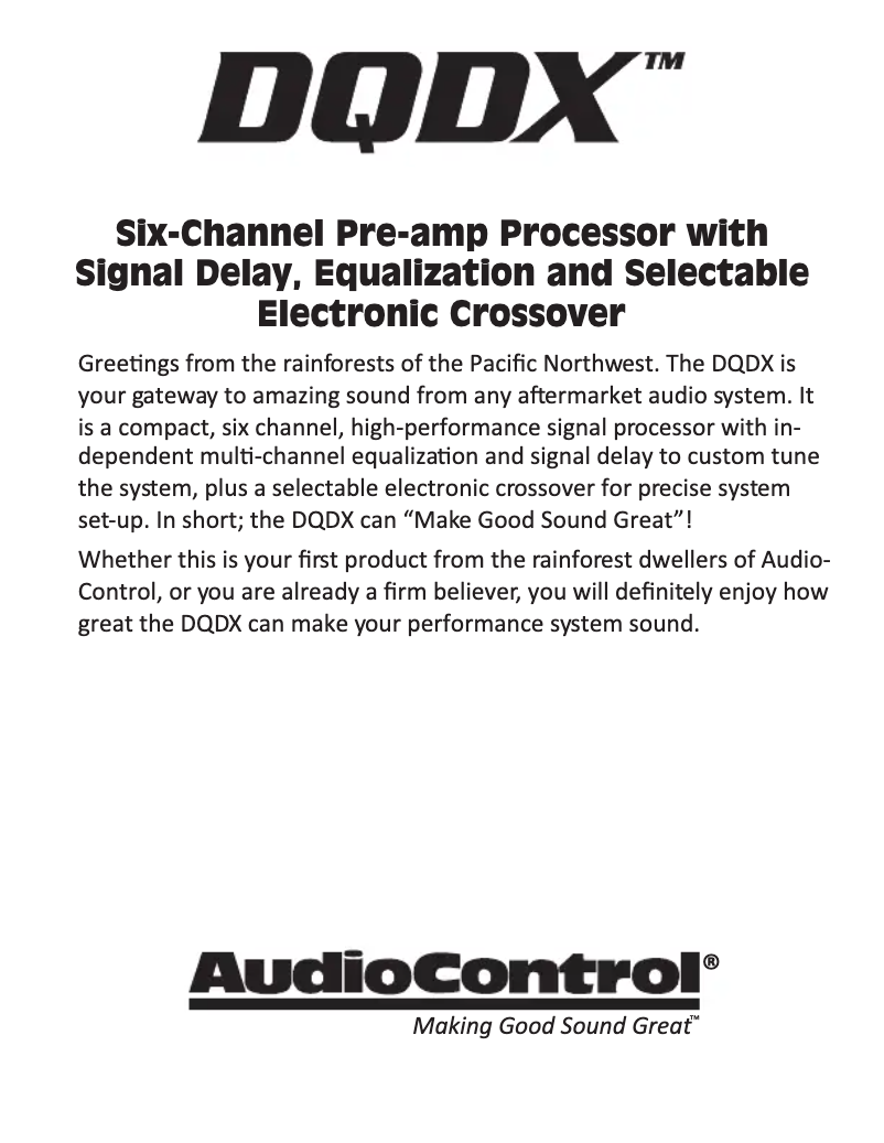 Page 1 de la notice Mode d'emploi AudioControl DQDX