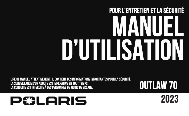 Page n°1 - Manuel utilisateur Polaris Outlaw 70 EFI Limited Edition (2023)