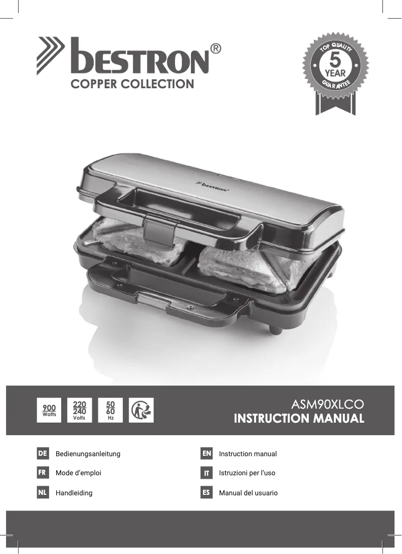 Page n°1 - Manuel utilisateur Bestron ASM90XLCO