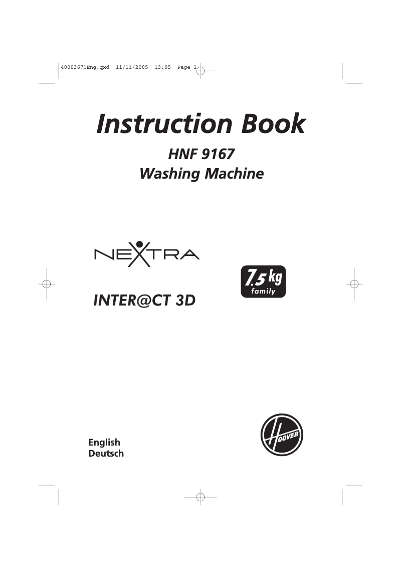 Page 1 de la notice Manuel utilisateur Hoover HNF 9167-84