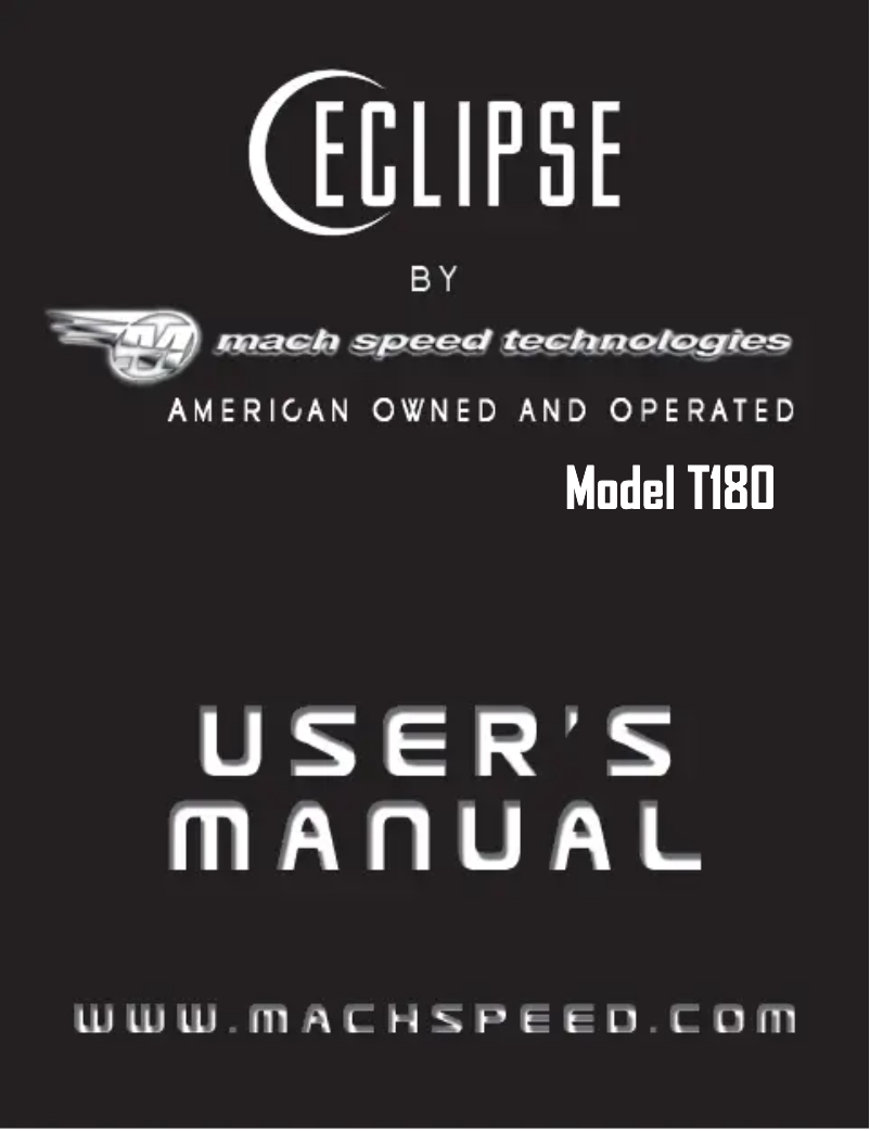 Page 1 de la notice Manuel utilisateur Eclipse T180