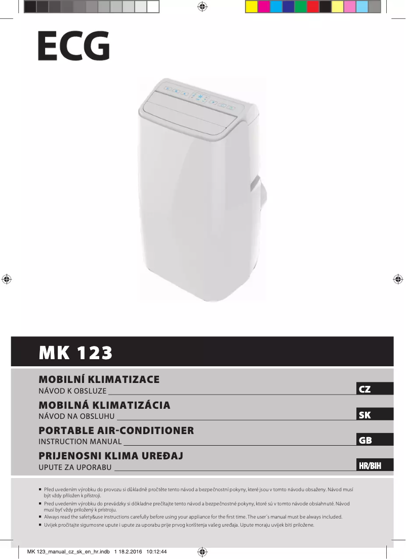 Image de la première page du manuel de l'appareil MK 123