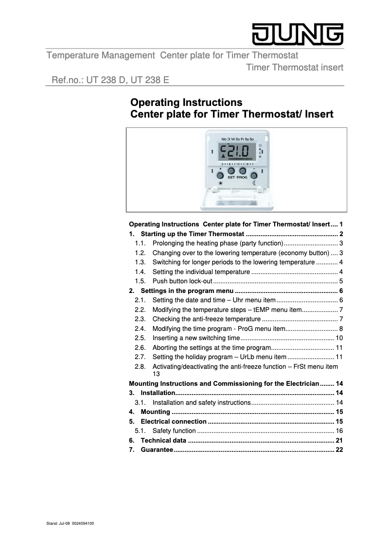 Image de la première page du manuel de l'appareil UT238E