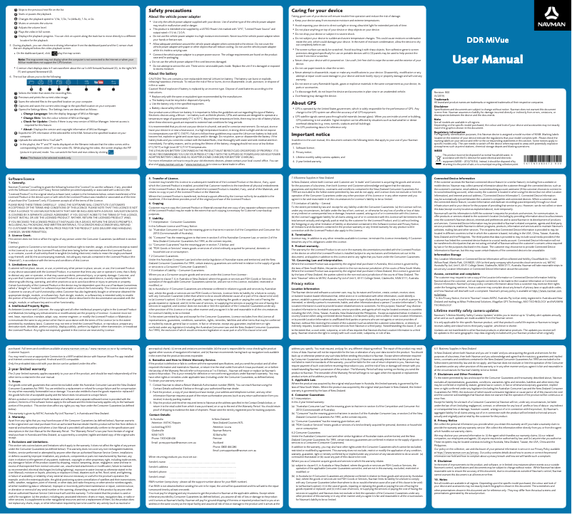 Image de la première page du manuel de l'appareil MiVue 840