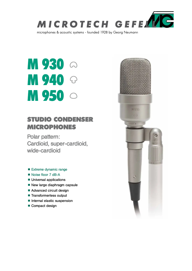 Page 1 de la notice Manuel utilisateur Microtech Gefell M 940