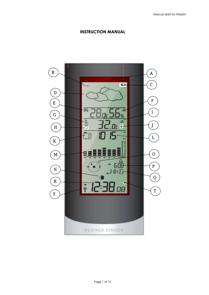 Page 1 de la notice Manuel utilisateur Techno Line WS6501