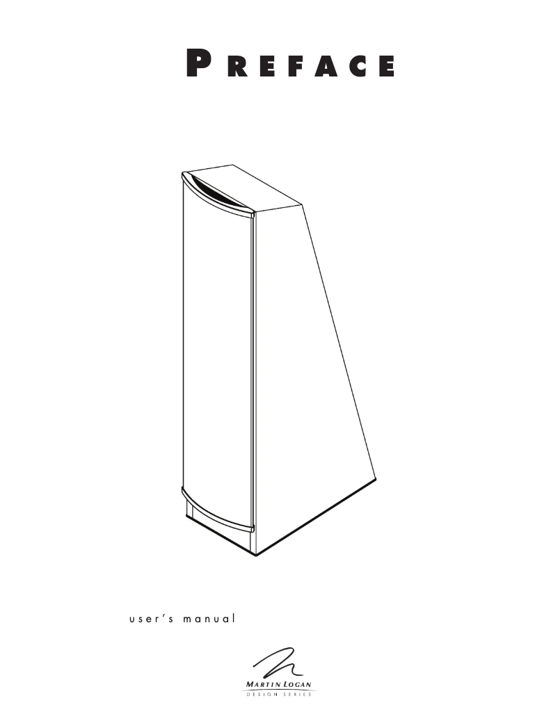Page 1 de la notice Manuel utilisateur Martin Logan Preface