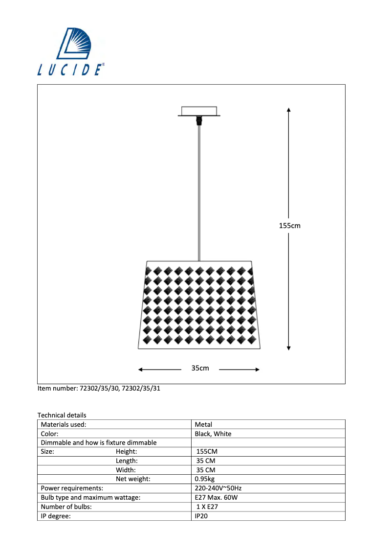 Page n°1 - Manuel utilisateur Lucide Waffle 72302/35/30