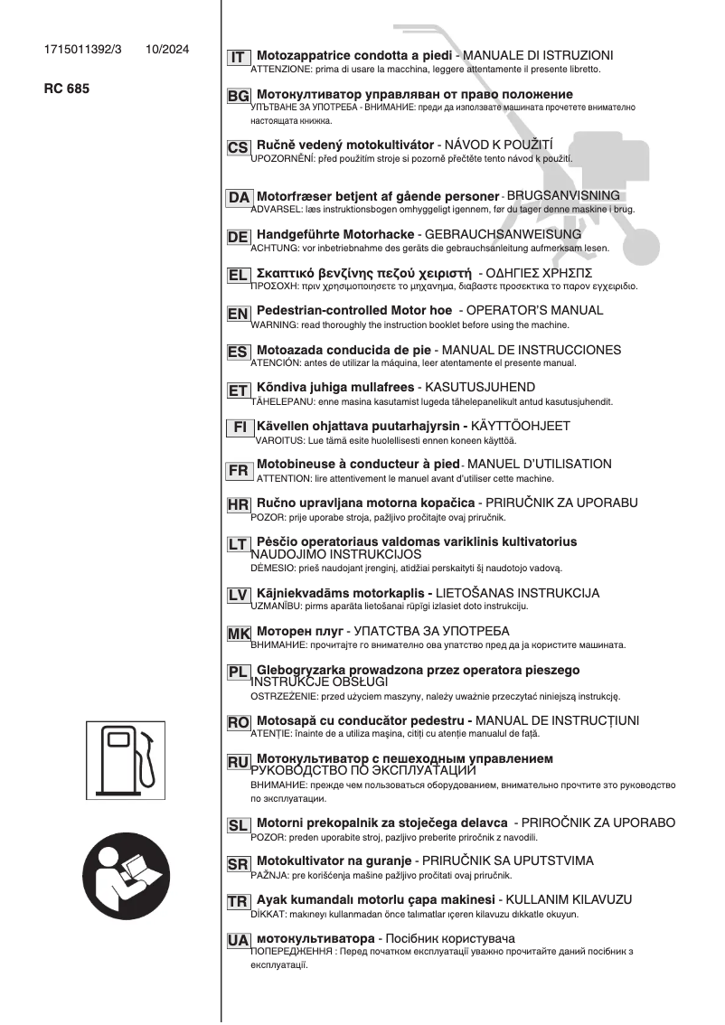 Page n°1 - Manuel utilisateur Stiga SRC 685 RG