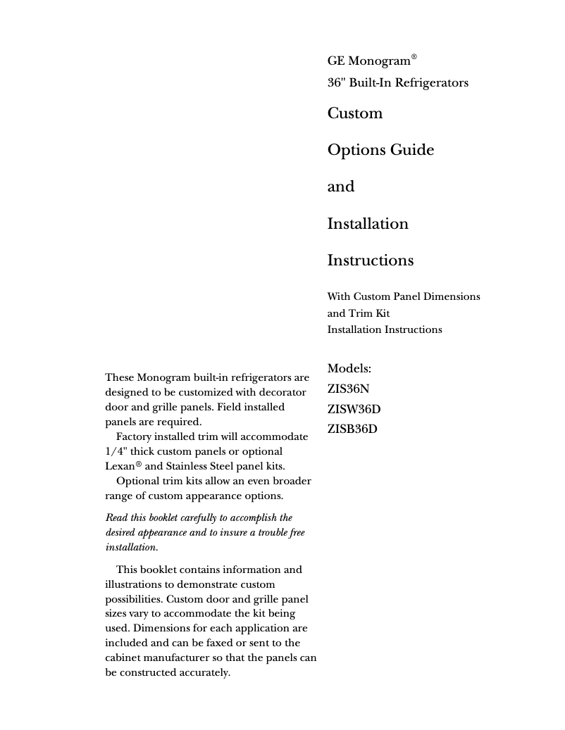 Image de la première page du manuel de l'appareil ZWSP36