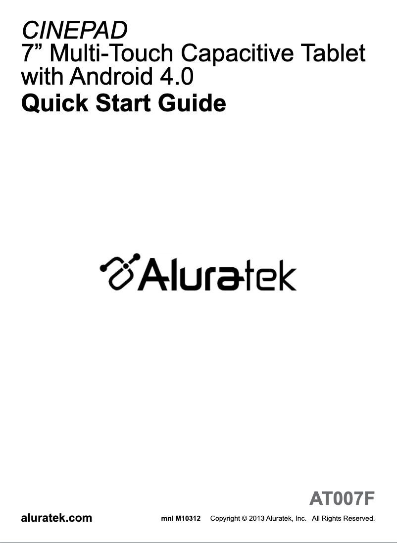 Page n°1 - Manuel utilisateur Aluratek Cinepad 7" AT007F