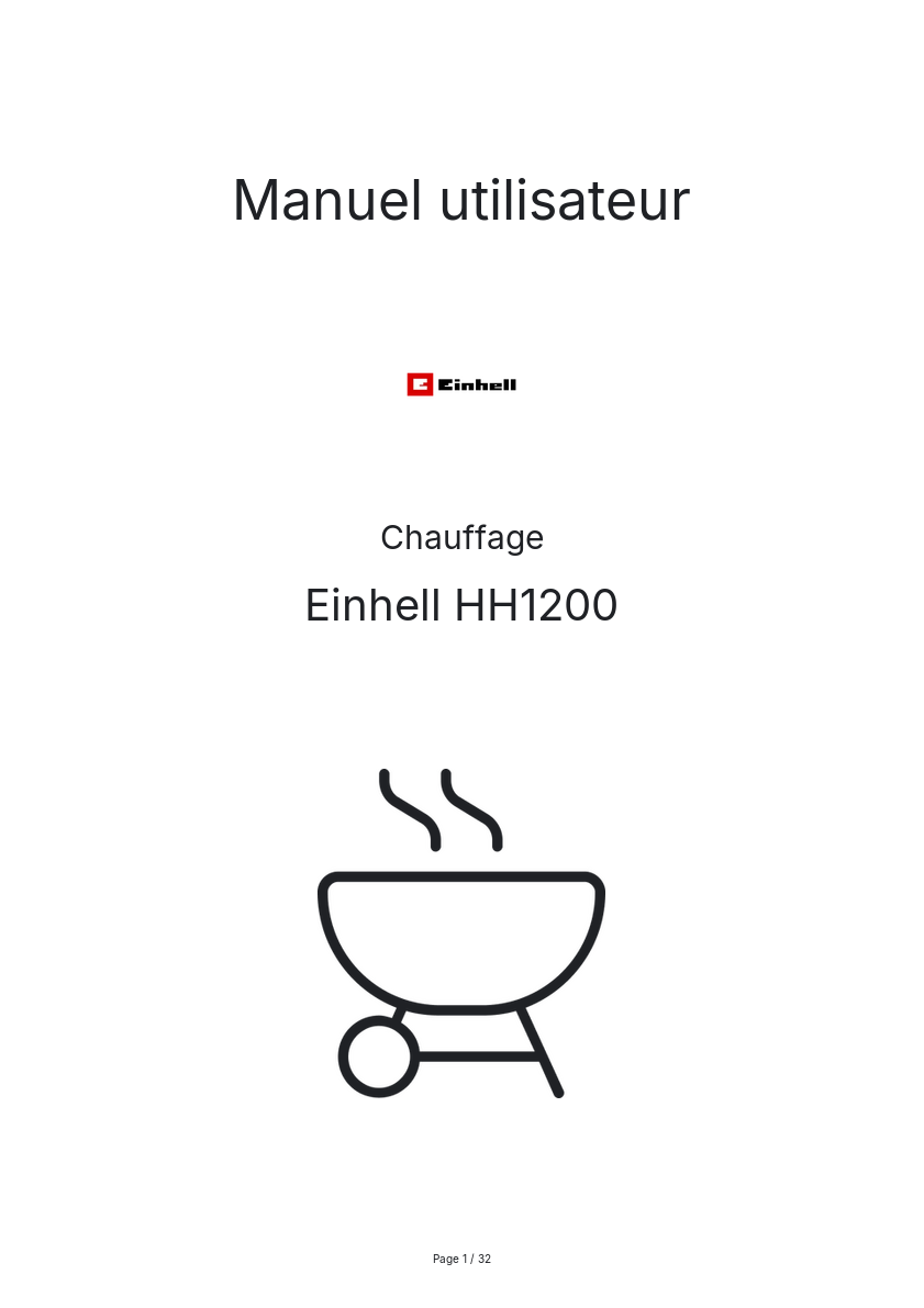 Image de la première page du manuel de l'appareil HH1200