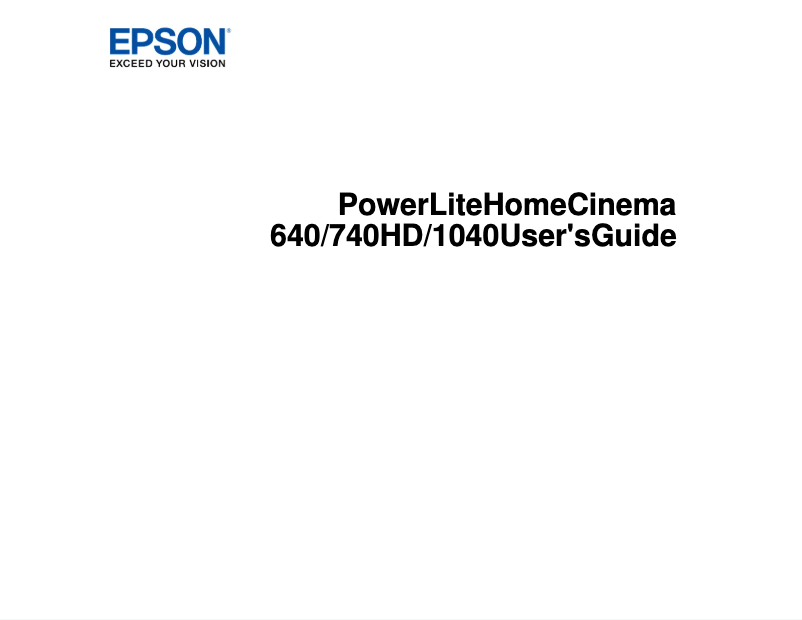 Image de la première page du manuel de l'appareil PowerLite Home Cinema 1040