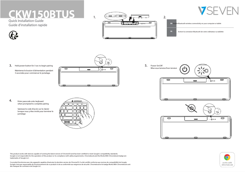 Page 1 de la notice Manuel utilisateur V7 CKW150BTUS