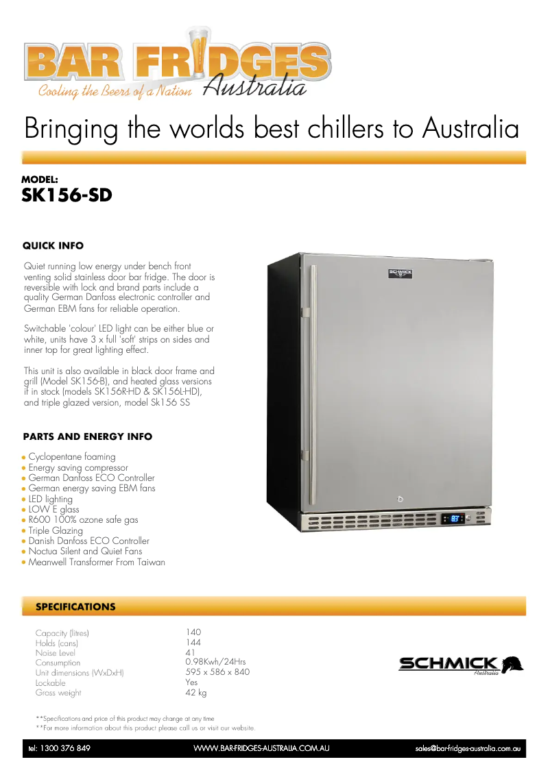 Page n°1 - Fiche technique Schmick SK156-SD