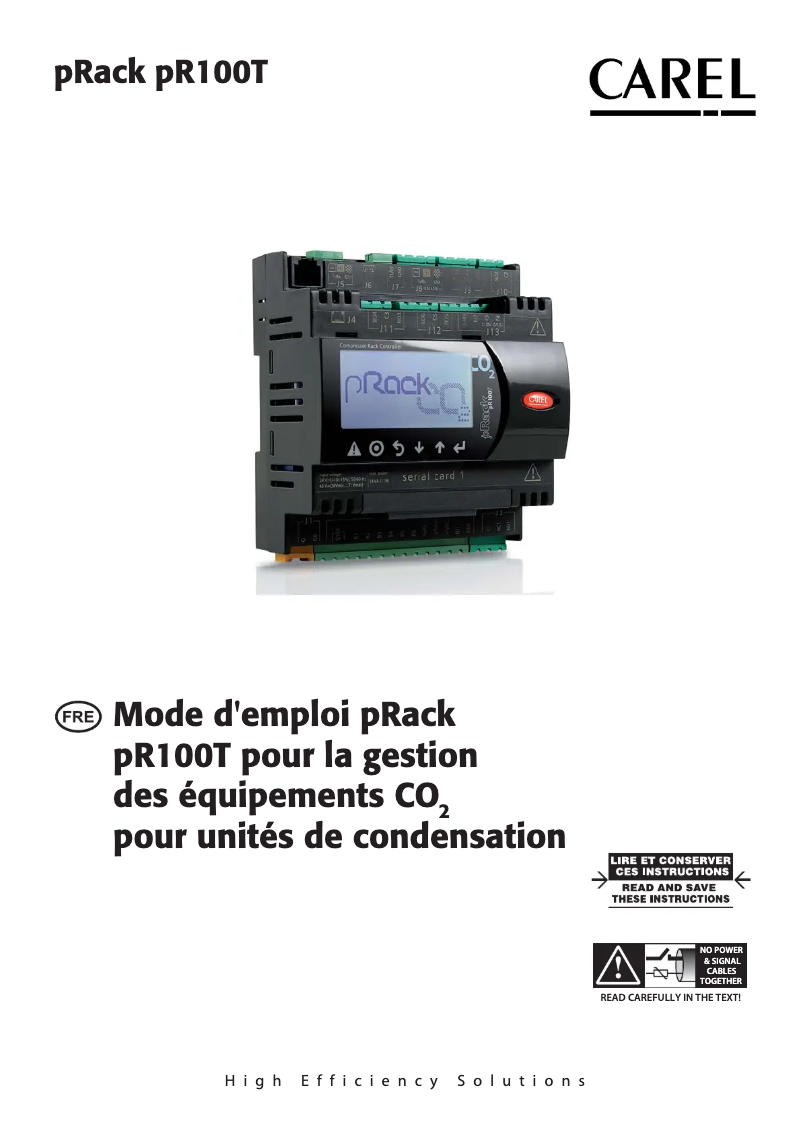 Image de la première page du manuel de l'appareil pRack pR100T