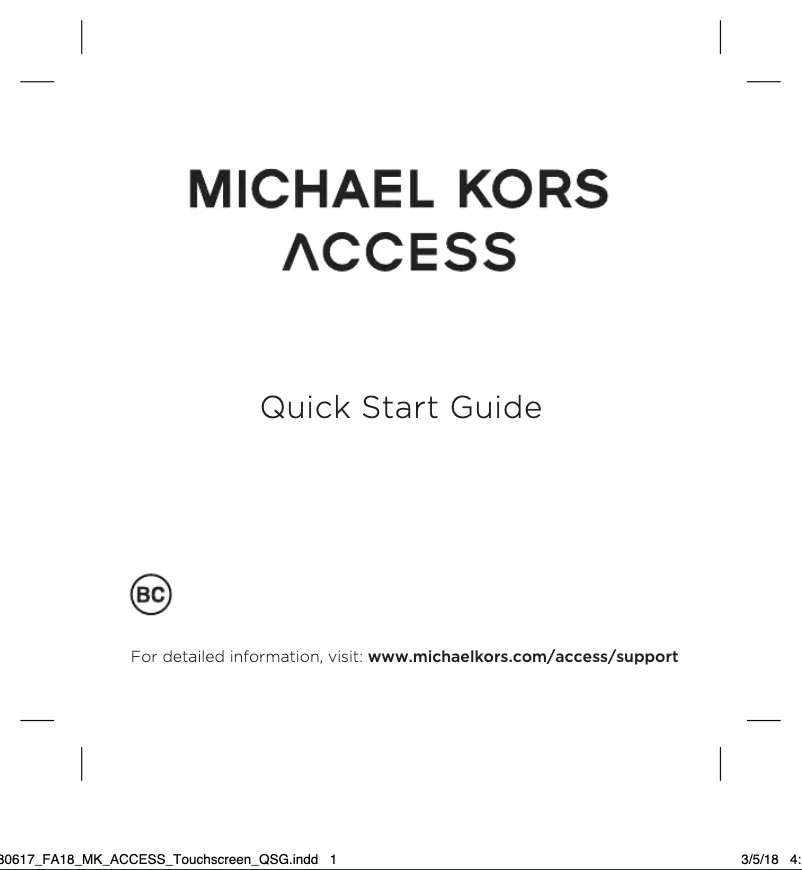 Page n°1 - Manuel utilisateur Michael Kors Access Bradshaw Gen 5 MKT5087