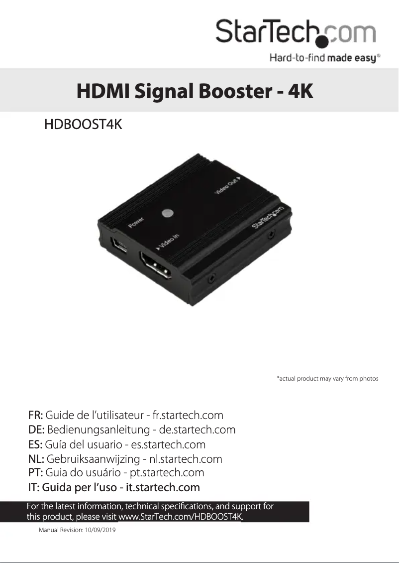 Page n°1 - Manuel utilisateur StarTech.com HDBOOST4K
