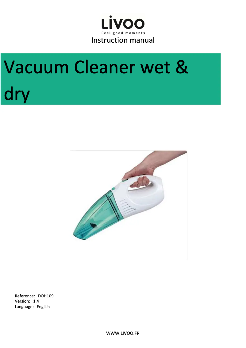 Page n°1 - Manuel utilisateur Livoo DOH109