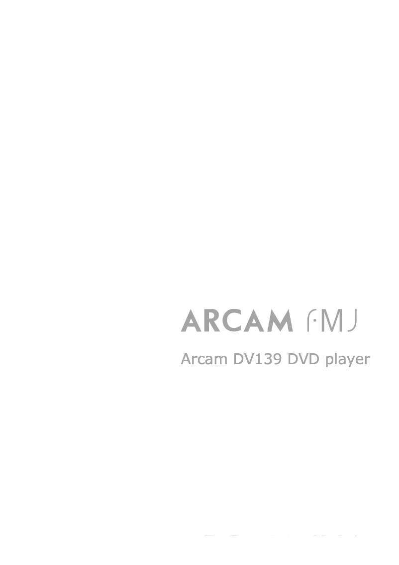 Page n°1 - Manuel utilisateur Arcam DV139