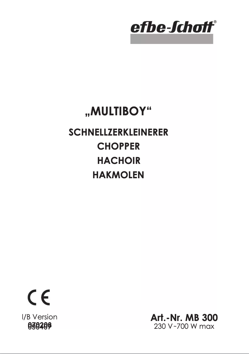 Page n°1 - Manuel utilisateur Efbe-Schott Multiboy MB 300
