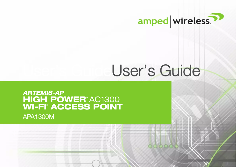 Page n°1 - Manuel utilisateur Amped Wireless Artemis-AP APA1300M