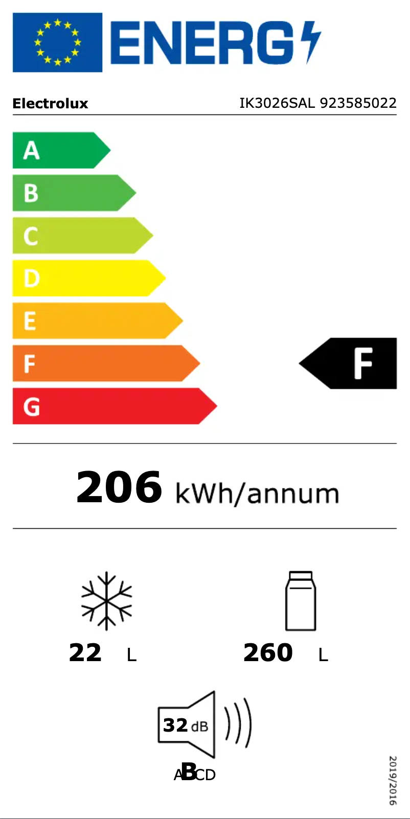 Page n°1 - Label énergétique Electrolux IK3026SAL