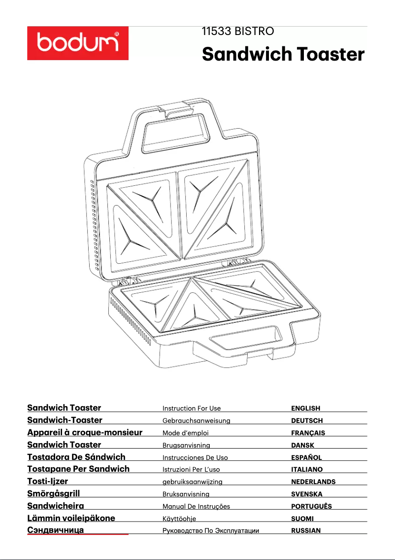 Page 1 de la notice Manuel utilisateur Bodum Bistro 11533