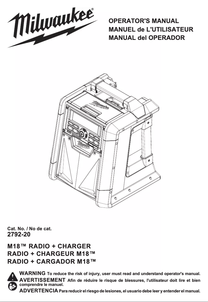 Page n°1 - Manuel utilisateur Milwaukee 2792-20